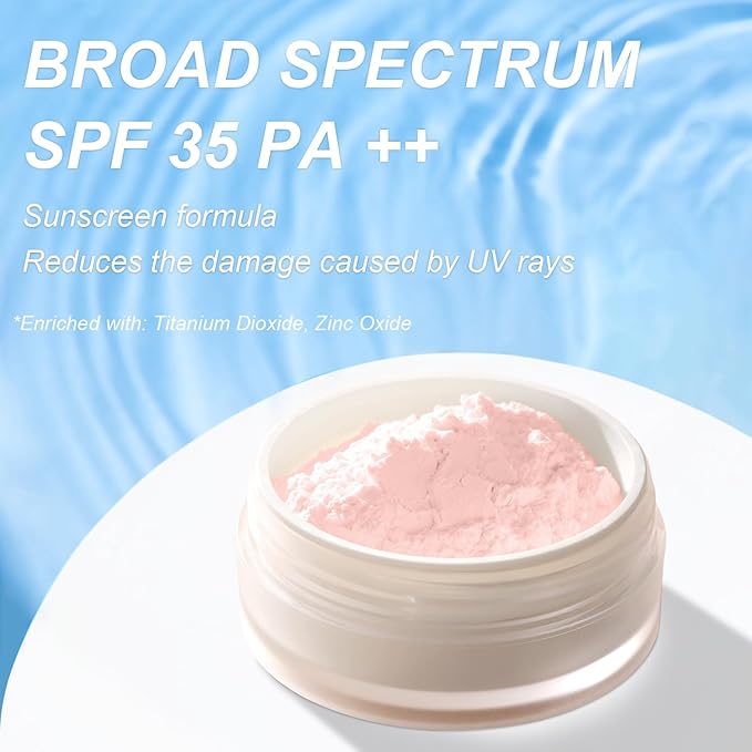 Mineral Setting Powder, SPF 35, Talc-Free Lightweight Loose Powder for a Smooth & Matte Finish - Oil Free, Skin-improving Mineral Blurring Finishing Powder (#04 Pink Setting Makeup)