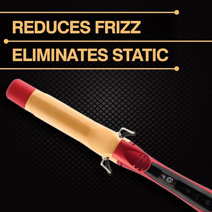 CHI Air Ca1038 Tourmaline Ceramic Curling Iron, Creates Luxurious Waves & Curls, Reduces Frizz & Static & Adds Shine, 1.5" Iron, Fire Red
