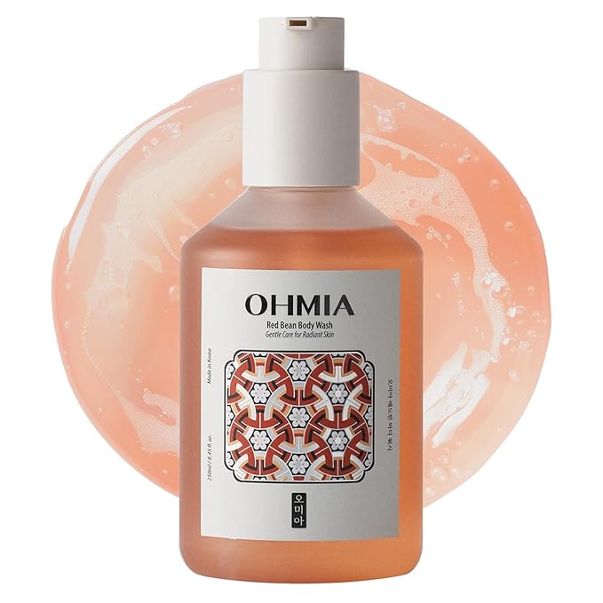 Korean Red Bean Body Wash - Hydrating Exfoliating Shower Gel with Peptides & Hyaluronic Acid for Smooth Sensitive Skin Women & Men - Vegan & Cruelty-Free - 8.45 fl oz