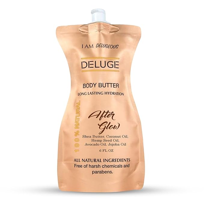 DELUGE - Body Butter- Afterglow -100% Natural. Shea Butter, Coconut Oil, Hemp Seed Oil, Avocado Oil, Jojoba Oil. 6 oz.