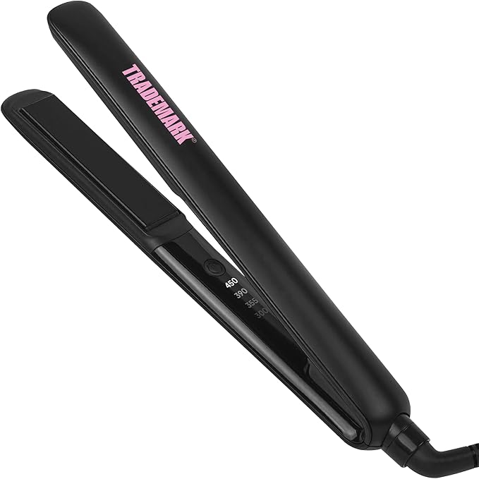 Trademark Beauty Cosmic Flat Iron Hair Straightener, 1 Inch Ceramic Flat Iron, Hair Straightener for All Hair Types Hair, Fast Heating - Black