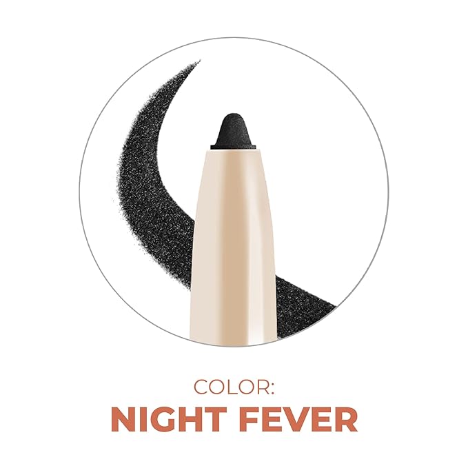 Beauty For Real I-Line 24-7 Eyeliner, Night Fever - Black with Rose Gold Sparkles - Long-Wearing, Waterproof Gel Formula - Safe for Sensitive Eyes & Contact Lens Wearers - 0.01 oz