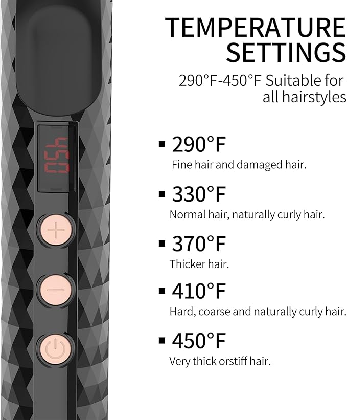 K&K 1 1/4inch Infrared Professional Infrared Hair Curling Iron Heater Ceramic Barrel That Stays Hot 1.25 Inch Hair Iron Curler for Medium to Large Curls International