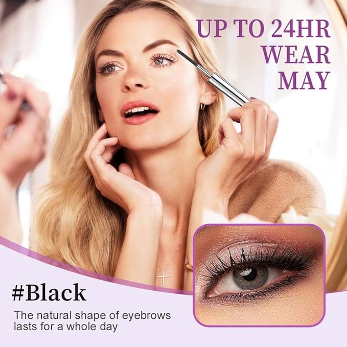 Iron Wand Mascara, Waterproof Quick Drying Curling Mascara, Black, 3D Curling Metal Wands, No Flaking, No Clumping (1 PCS)