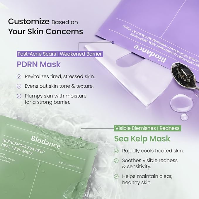 BIODANCE Soothing & Renewal Duo: Sea Kelp & Caviar PDRN Real Deep Overnight Gel Mask for Glass Skin, Korean Skin Care, Gifts for women, Skin Care Set