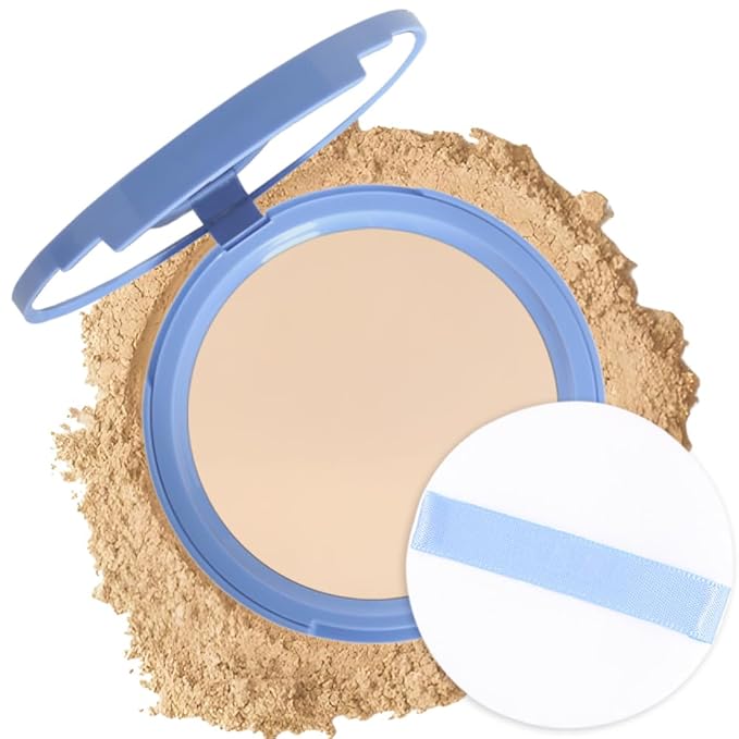 evpct Oil Control Pressed Face Powder Compact for Women, Translucent Setting Powder Makeup Foundation for Women, Waterproof Long Lasting Lightweight, polvo compacto de maquillaje, 120 Vanilla