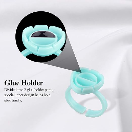 Fenshine 200 PCS Smart Glue Holder Lash Glue Ring Cups Volume Lashes Quick Blossom Cups for Eyelash Extension Supply, 2 Methods of Use (Green)