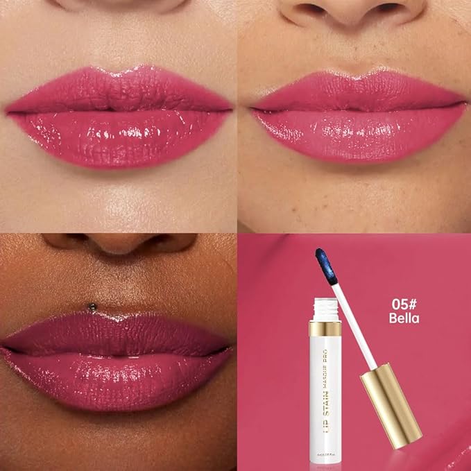 Matte Liquid Lip Gloss Peel Off Masque-Peel Off Lip Stain Tattoo, Long Lasting Waterproof Transfer-proof Lip Mask Lip Stain Peel Off Lip Gloss, Peel Off Lip Tint for Lip Makeup-Rosewood Kiss05#