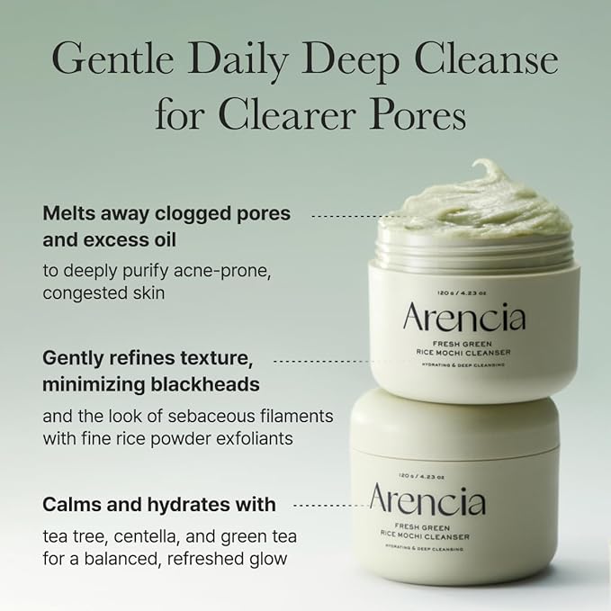 Korean Rice Mochi Face Cleanser - Face Mask, Foaming Cleanser, Gentle Scrub All in One - Deep Cleansing, Moisturizing, Pore Minimizing, Removing Blackhead- with Rice Water & Green Tea, Mugwort