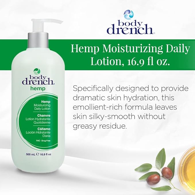 Body Drench Moisturizing Body Lotion – Hydrating & Nourishing Hemp Lotion for All Skin Types, with Hemp Seed Oil, 16.9 fl oz