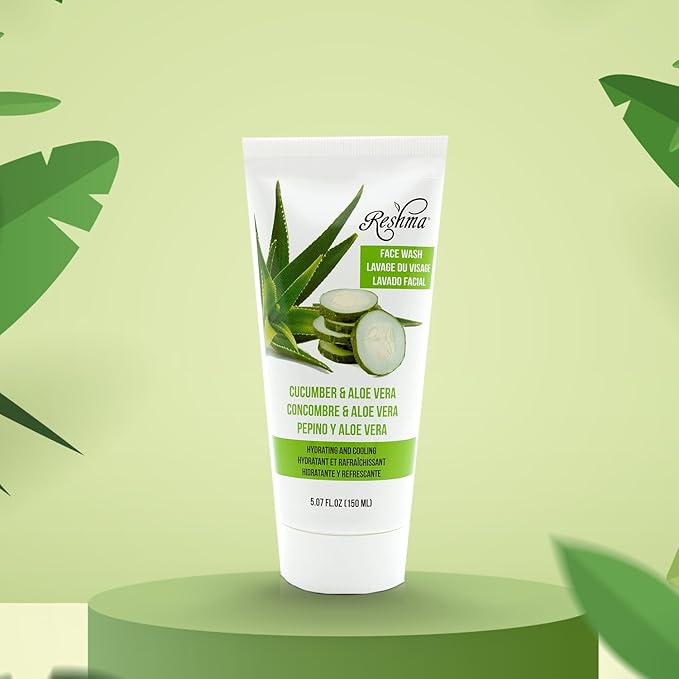 Reshma Beauty Cucumber & Aloe Vera Face Wash for All Skin Types, Gentle Cleanser for Nourishing and Hydrating Skin, Removes Make-Up, For Daily Use, Cruelty-Free, 5.07 fl oz, Pack of 1