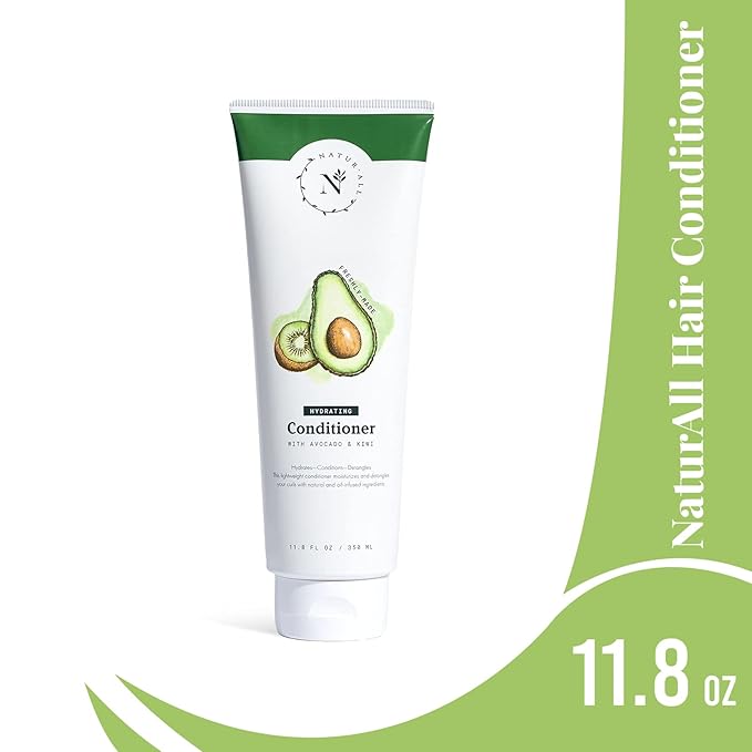 NaturAll Hydrating Hair Conditioner - All Natural with Avocado & Kiwi, Silicone Paraben & Cruelty-Free - Adds Moisture & Shine - For Dry, Frizzy Hair - 11.8 oz