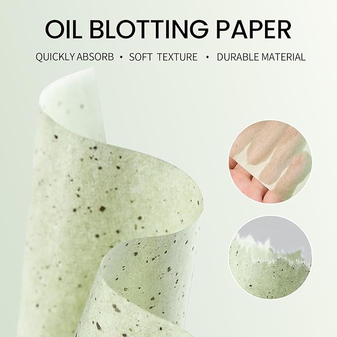 Erinde Oil Blotting Sheets for Face with Mirror and Puff, 100 Sheets Oil Blotting Paper for Oily Skin, Face Oil Absorbing Sheet, Natural Oil Control Film, Absorb Excess Oil, Makeup Friendly