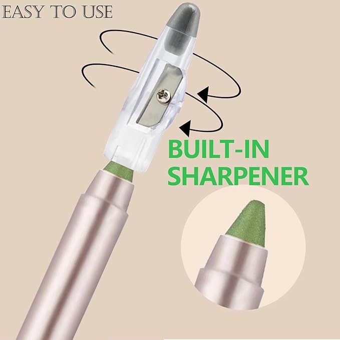 Bright Green Eyeshadow Stick, Blendable Creamy Eye Brightener Stick, Waterproof Eyeshadow Pencil Long Lasting, Smooth Shimmer Eye Shadow Highlighter Eye Liner.#B04 bright greenh shimmer