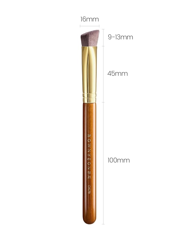 Desert Oak Series Triangular Contour Brush - Angled Synthetic Bristles for Cream/Liquid/Powder, Luxe Bubinga Handle & Brass Ferrule (CM 178)