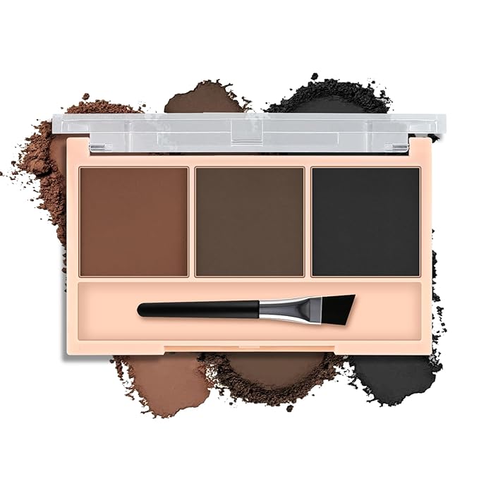 3-Color Eyebrow Powder Palette, Brow Powder Filler Kit With Brow Brush, Waterproof Neutral Eye Makeup for Women, Smudge-proof