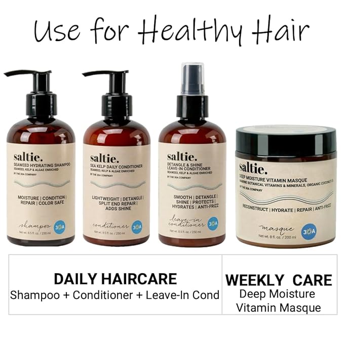 Leave-In Conditioner, 8.5 fl. Oz/250ml - Seaweed, Kelp & Algae Enriched Detangle & Shine Hair Treatment -Ideal For Frizzy and All Hair Type , Protects Scalp