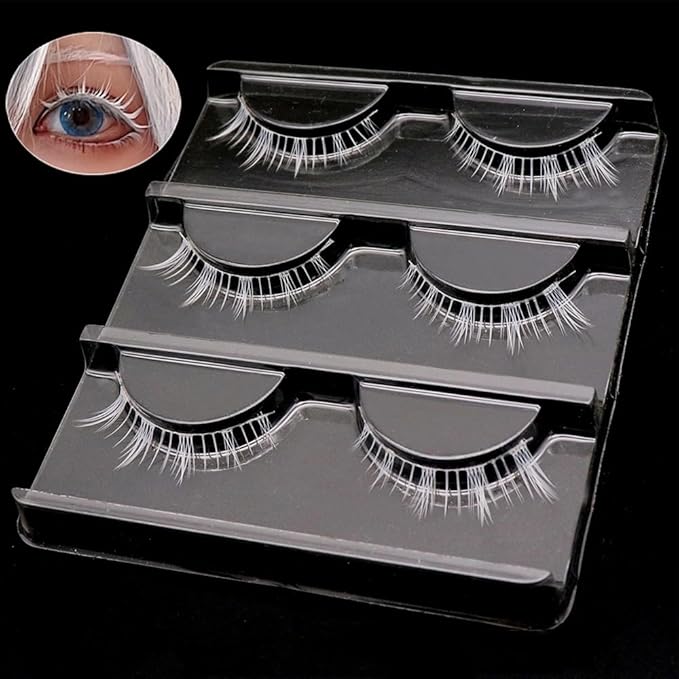 Lower Eyelashes White Lashes Cosplay White False Eyelashes Bottom White Fake Eye Lashes Natural Halloween Costume Party Eye Lashes Tool Stage Performance (MQ16)