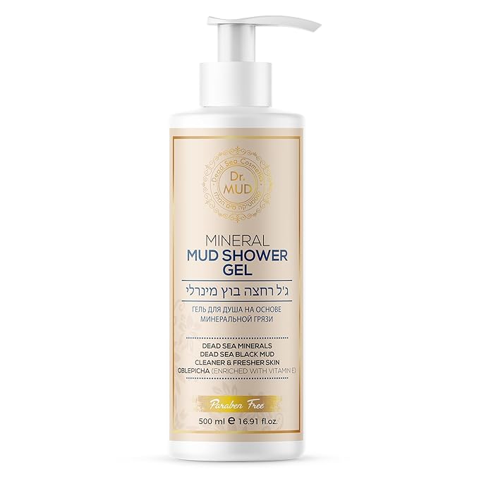 Dr. MUD Mineral Mud Shower Gel with Dead Sea Mud, 21 Minerals, Sea Buckthorn Oil, Aloe Vera & Chamomile – Natural Body Wash for Normal, Dry & Sensitive Skin, Paraben-Free, 16.91 fl oz (500 ml)