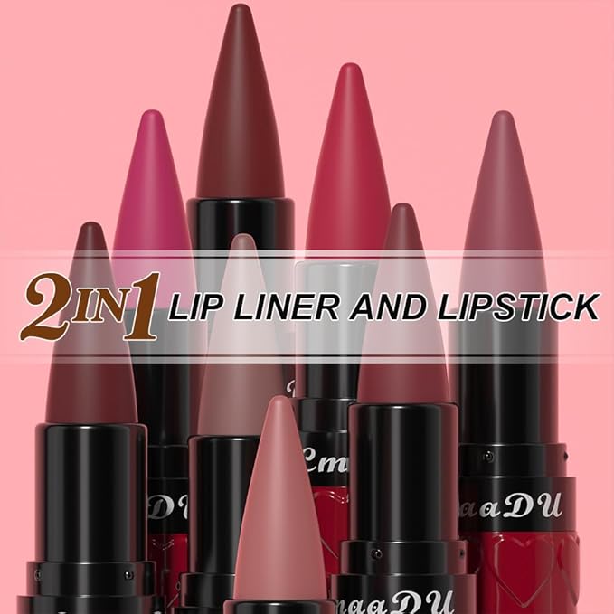 3 Colors Gradient Lip Liner Set, Long Lasting Matte Finish Lipstick Combo for Shaping & Sculpting Lips, Retractable Highly-Pigment Smooth Defined Cream Lip Pencil Kit for Women (#1,#3,#8)