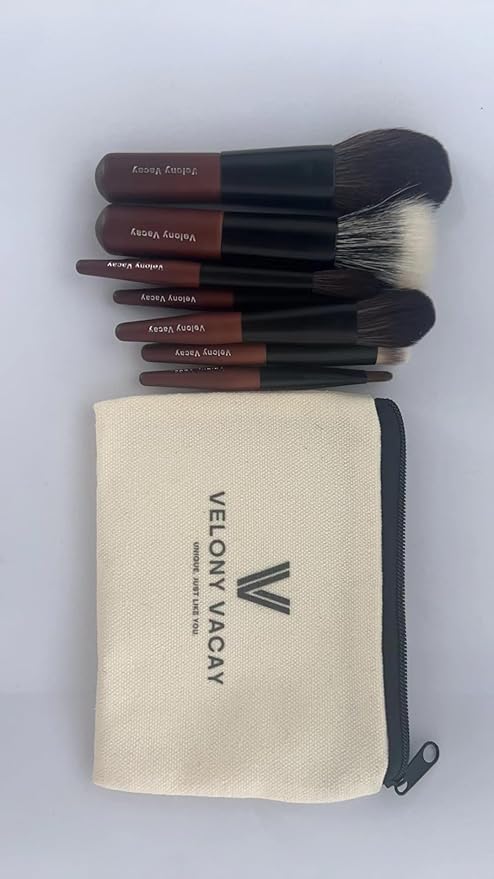Mini Makeup Brush Set, 9 Full Face Mini Travel Make Up Brushes Set, Synthetic & Natural Hair Makeup Brushes For Blush, Eyeshadow, Conceal, Eyebrow Brush, with a compact Brush Case