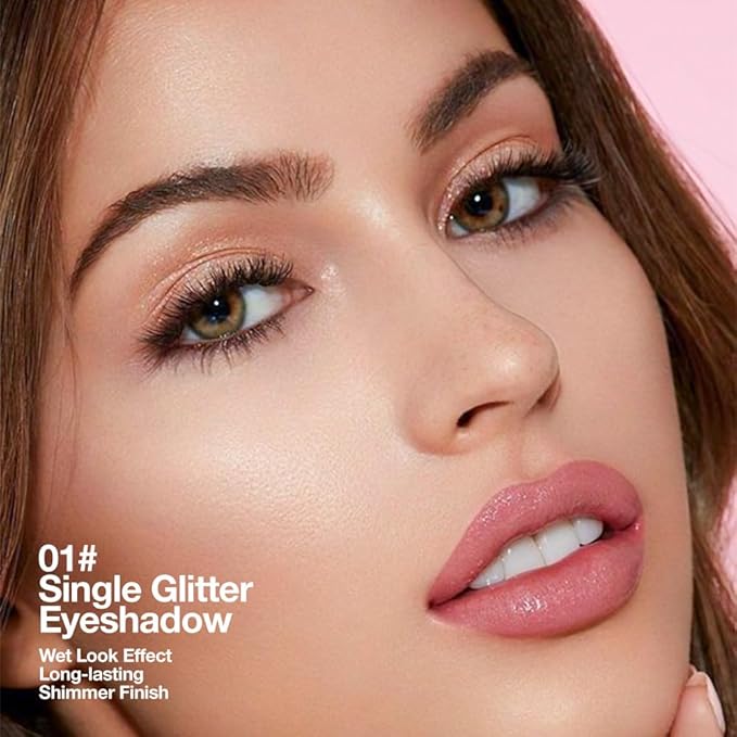 Glitter Shimmer Sparkle Eye Shadow Palette Makeup for Women, Shimmer Gold Brown Glitter Metallic Holographic Iridescent Cream Iridescent Single Monochrome Eyeshadow Makeup