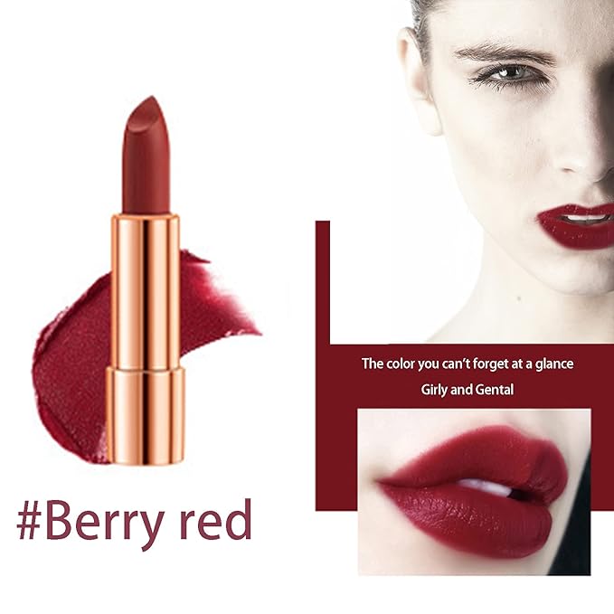 Matte Lipstick Makeup Set for Women - 3pcs Long Lasting Velvet in Glamour Chain Bag, Non-Stick Cup Red, Not Fade Waterproof, Lip Kit Gift Set
