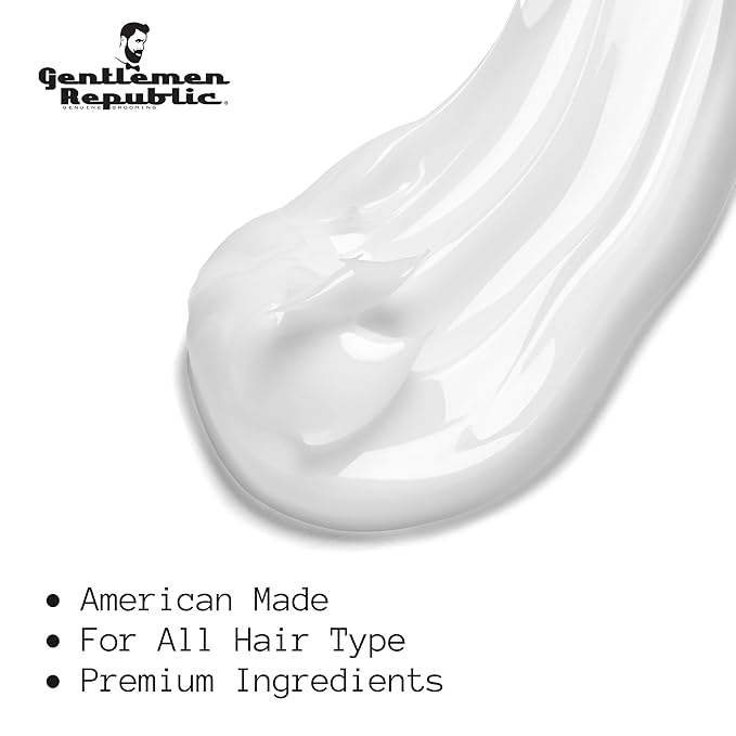 Gentlemen Republic 64oz Refined Men's Hair Gel - Professional Formula for 24 Hour Shine and Strong Hold, Humidity Resistant Styling Gel for hair W/Pump, 100% Alcohol-Free and Never Flakes, Made in USA