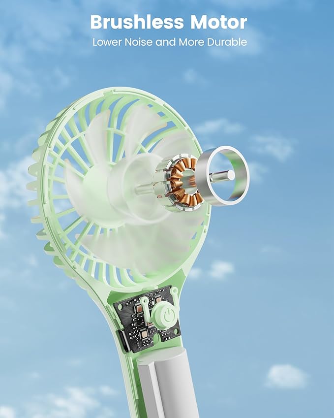 Portable Mini Fan - Powerful Personal Handheld Fan with 3 Speeds, Cute and Small, USB Rechargeable for Travel/Lash/Makeup/Outdoor/Home, Green