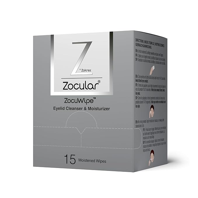 Zocular - Zocuwipe Eyelid Wipes with Natural Okra Complex - Eyelid Cleanser and Moisturizer Pads - Eyelid Cleansing Wipes - Blepharitis Treatment - 15ct