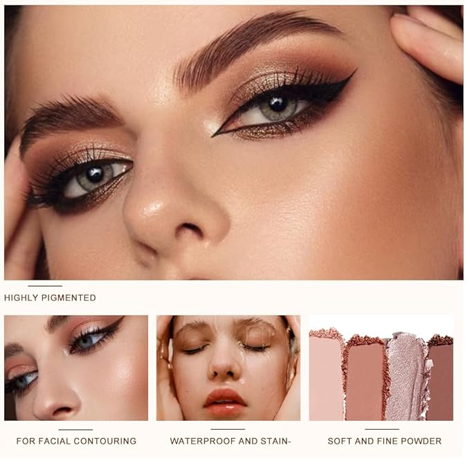 6-Color Glitter Eyeshadow Palette, Shimmer Pearlescent, Super Sparkle & Multi-Color Earth Tones, Waterproof, Sweatproof, Long-Lasting, Fine Texture for Vibrant, Smudge-Proof Eye Makeup-3212-2#