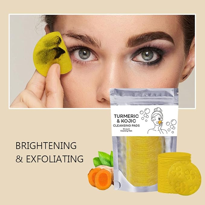 4Pcs Turmeric Wash and Care Set,Tuemeric Facial Cleanser, Turmeric Cleansing Exfoliating Pads,Handmade Soap Bubble Mesh Bags,Turmeric Soap Combo,Skin Care Set for Face & Body,Deep Cleansing