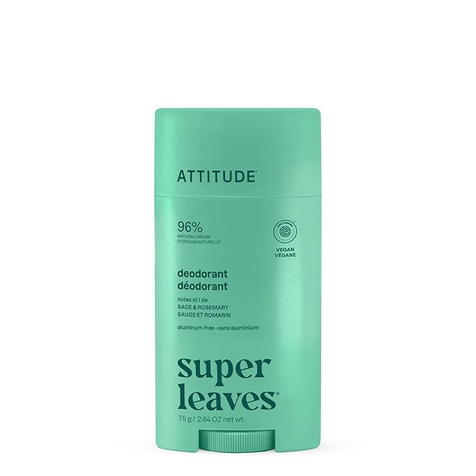ATTITUDE Aluminum Free Deodorant, Natural Origin Ingredients, EWG Verified, Odor Control With Baking Soda, Twist & Glide, Dermatologically Tested, Vegan, Sage & Rosemary Scent, 2.64 Oz