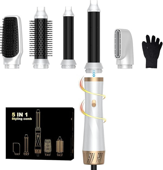 5 in 1 Blow Dryer Brush with Air Style Wrap Hair Styler,Negative Ionic Magic Style Set, Detachable Air Curler for Volumizer,Straightener,Drying