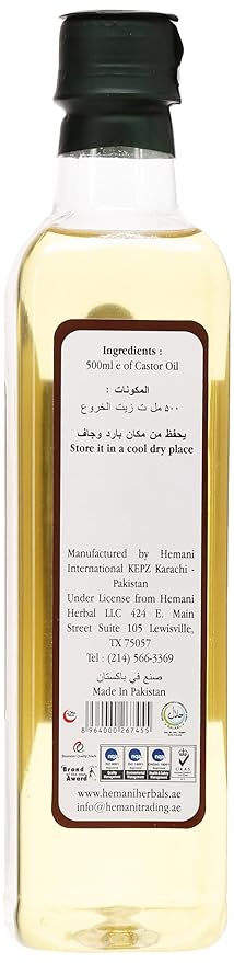 Hemani Castor Oil 500mL - Promotes Hair Growth, Nourishes Skin, and Strengthens Nails