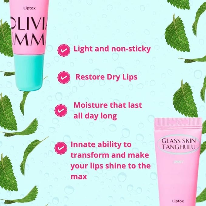 Olivia Umma Mint Glass Skin Tanghulu Liptox - Korean Plumping Lip Balm with Peppermint, Shea Butter & Macadamia Seed Oil - Restore Dry Lips and Shine - Non-Sticky Lip Moisturizer - 10 ml