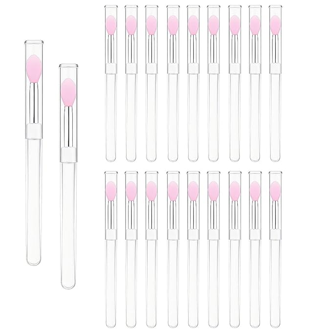 8PCS Reusable Lipstick Applicator Brush,Lipstick Brushes with Cap Lip Applicator Brushes Makeup Beauty Gloss, Cream, Eyeshadow, Balm (pink)