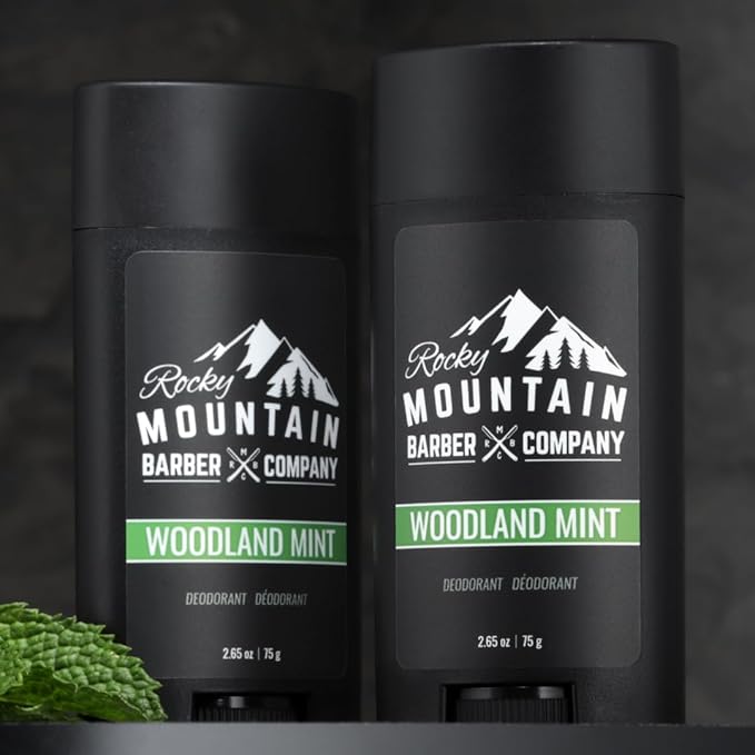 Natural Deodorant for Men – 2 Pack - Aluminum Free - Made in USA with Simple, Plant-Based Ingredients & Peppermint Essential Oil – Woodland Mint Scent – 2.65 oz each