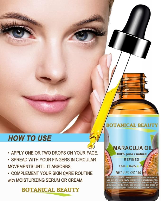 Botanical Beauty MARACUJA OIL 100% Pure Natural Cold Pressed Undiluted for Face, Skin, Hair, Body, Lip, Nails 4 Fl Oz - 120 ml Rich in Vitamin C