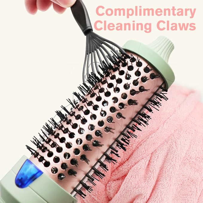 K&K Pro Thermal Brush, 1 1/2 Inch Ionic Heated Round Brush for Blowout Look, Tourmaline Ceramic Hot Bristle Get Natural Curls, Creates Salon-Quality Blowouts, Dual Voltage for Travel