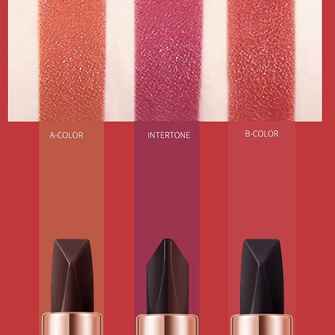 3 Colors In 1 Lipstick, Glossy Silky Feeling Lip Colors, High Pigmented, Exquisite Butterfly Appearance, Long Lasting Moisturizing One Lipstick Three Colors