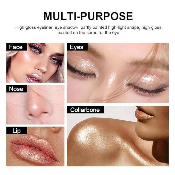 Blue Eyeshadow Stick Makeup, Smooth Cream Shimmer Eye Shadow Pencil, Waterproof Hypoallergenic Long Lasting Crayon, Glitter Primer Palette Eyeliner