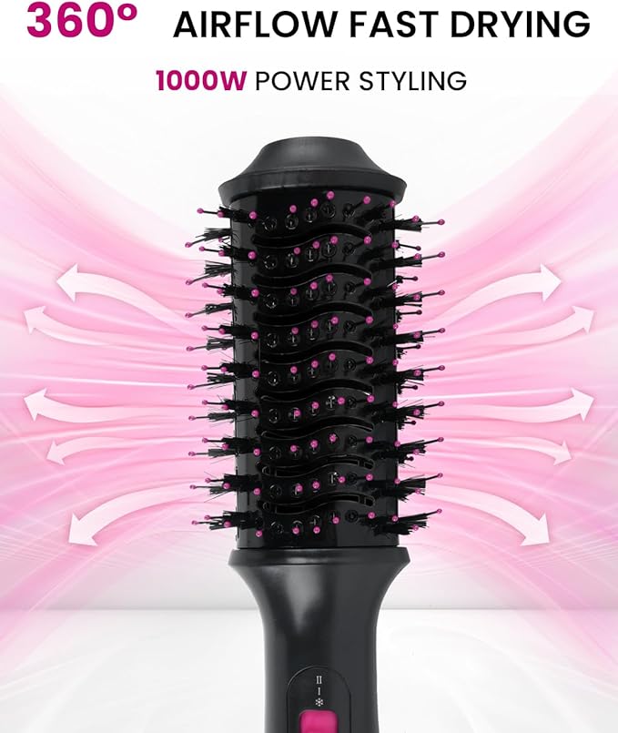 Hair Dryer Brush Blow Dryer 4-in-1 Hot Air Styler, Blowout Brush Hair Dryer Styler & Volumizer with Ionic Technology|Oval Titanium Barrel|Anti-frizz Blowout for Drying, Straightening 2.4''