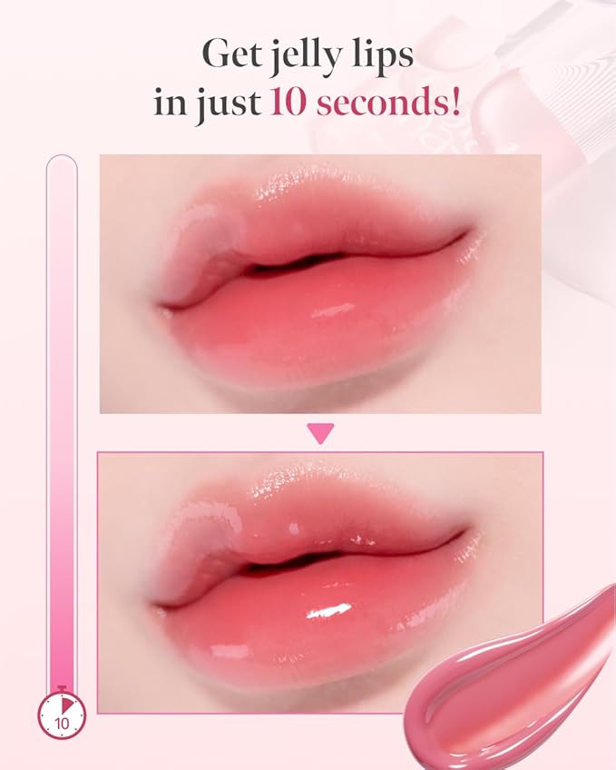CORLAHAZE Glow Lock Jelly Tint 101 Chou 4g, Hydrating Jelly Glow Lip Stain, High-Shine, Long-Lasting Color Moisturizing Lip Enhancer with Rosehip Oil, Collectible Lock-Shaped Design, Korean Makeup