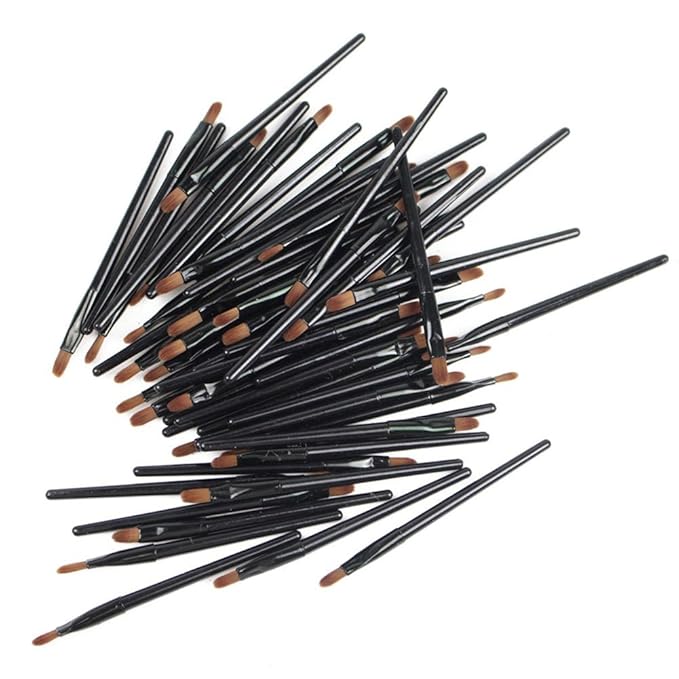 50 Pieces Lip Brushes, Pro Multifunctional Makeup Brush, Lipstick Gloss Wands Applicator Cosmetic Tool Kits, Black