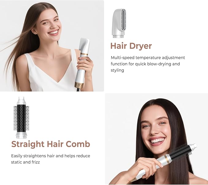 5 in 1 Blow Dryer Brush with Air Style Wrap Hair Styler,Negative Ionic Magic Style Set, Detachable Air Curler for Volumizer,Straightener,Drying