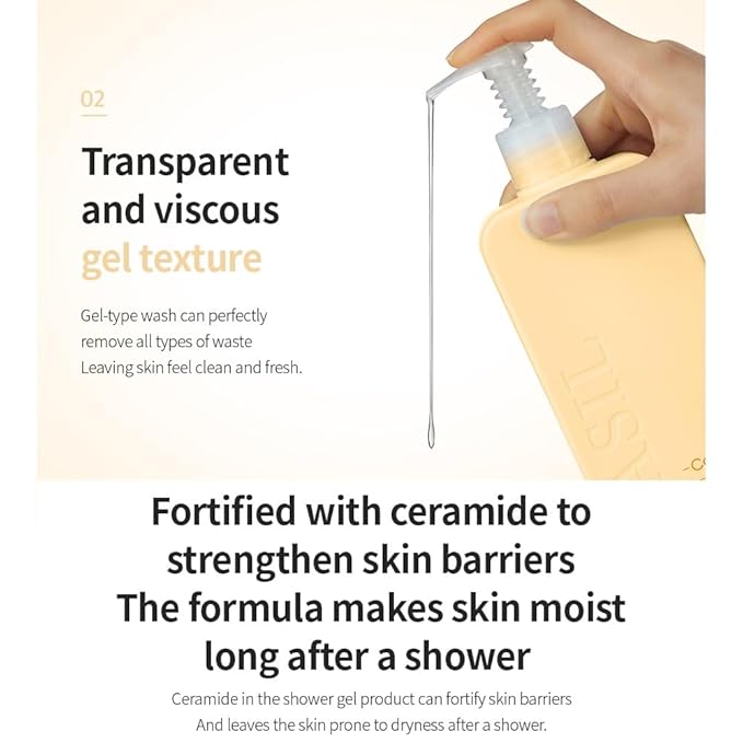 MASIL 7 Ceramide Perfume Shower Gel for Sensitive Skin, Moisturizing Body Wash for Women, Aroma Liquid Soap with 15 Natural Extracts, Korean Skincare Bath & Home Spa (Sweet Flower, 16.9 fl oz)