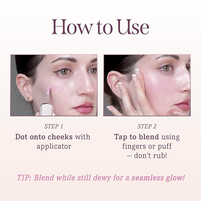 DEAR DAHLIA Petal Drop Blush (Taffy) - Weightless Buildable Liquid Blush with High-Pigment, Long-lasting Dewy Finish, Natural Flush. Hydrating, Vegan, Cruelty-Free Korean Makeup for Cheeks. 0.14 oz