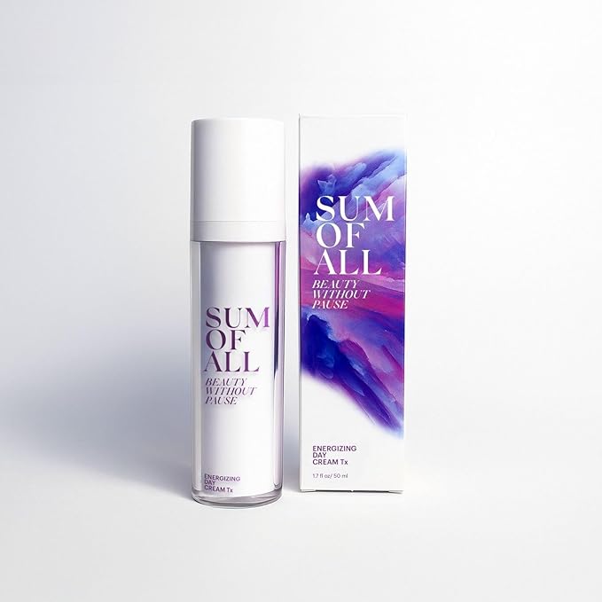 Sum Of All Energizing Day Cream Tx for Face with Vitamin C and E, Pea Complex, Hydrating, Lightweight, Daily Facial Moisturizer, Fragrance-Free, Menopause Skincare for Women, 1.7 fl oz