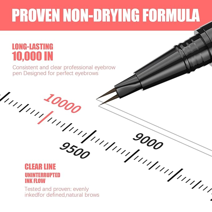 Eyebrow Pen, Microblading Eyebrow Pencil for Natural Hair-Like, Fast & Precise Faux Brow Pen with Double Brush Tip, Waterproof Long-Lasting, Filling Eyebrow Pencils for Women, Dark Brown